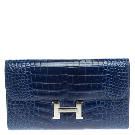 hermes blue crocodile wallet|hermes alligator long wallet.